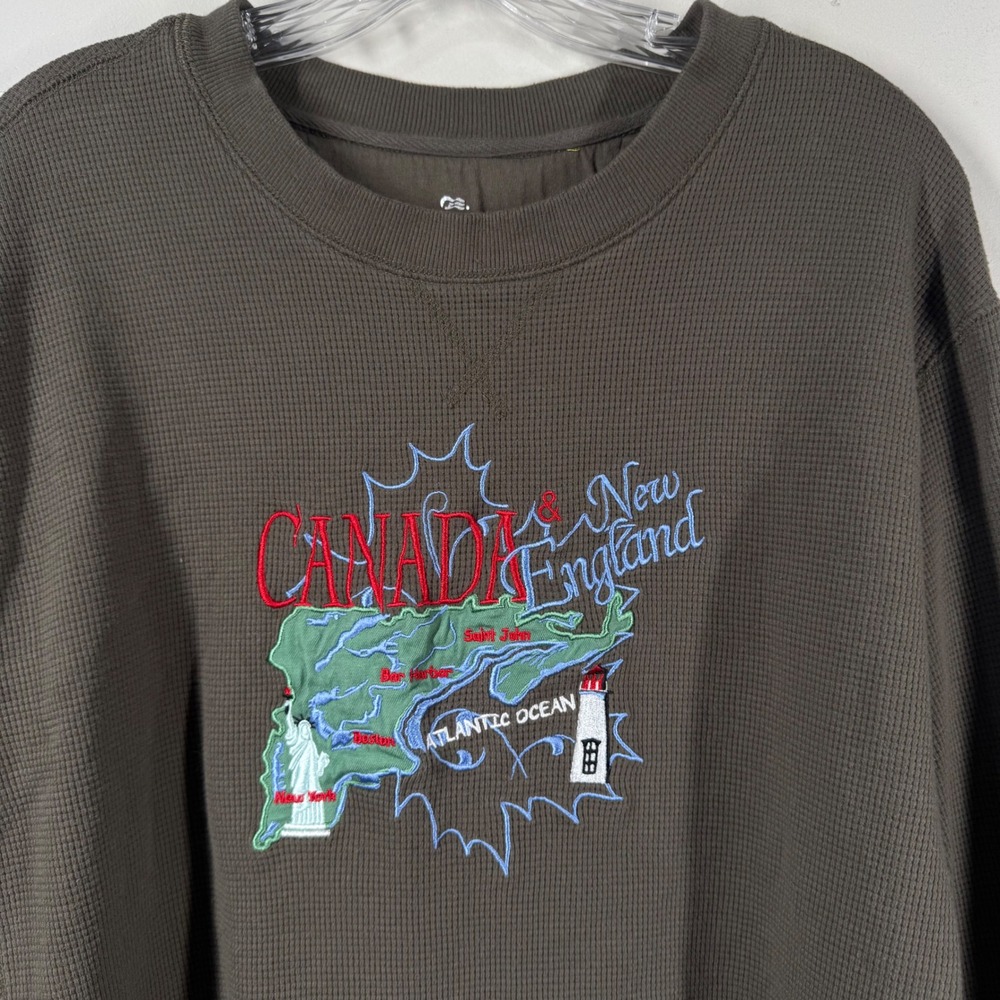 Princess Cruises Mens XXL Canada New England Thermal Waffle Knit Shirt Brown - Picture 2 of 16